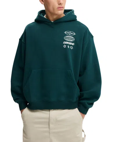 Cotton On Men's Long-sleeve Graphic Hooded Sweatshirt In Green