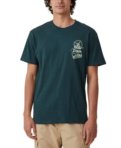 Cotton On Men's Loose Fit Art T-shirt In Deep Sea Teal,rocky Mountains