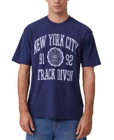 Cotton On Men's Loose Fit College T-shirt In Blue