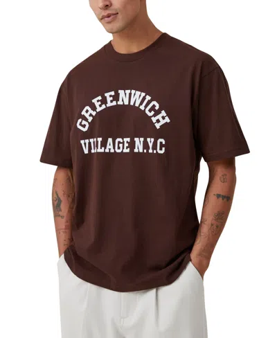 Cotton On Men's Loose Fit College T-shirt In Brown