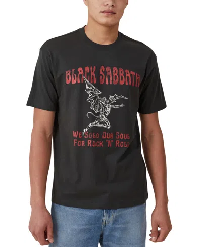Cotton On Men's Loose Fit Music T-shirt In Washed Black,black Sabbath -sold O