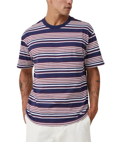 Cotton On Men's Loose Fit Stripe T-shirt In Purple