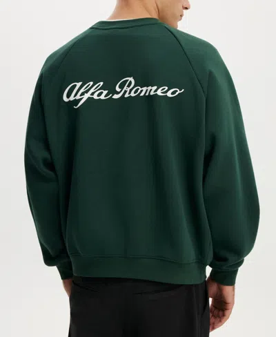Cotton On Men's Modern Box-fit Alfa Romeo Long-sleeve Sweatshirt In Green