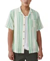 Cotton On Men's Palma Short Sleeve Shirt In Bright Green Stripe