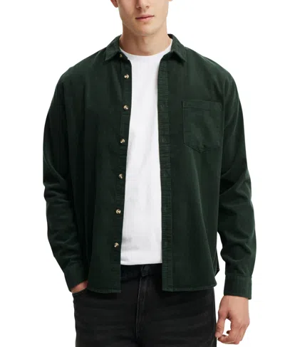 Cotton On Men's Portland Long Sleeve Shirt In Emerald Cord