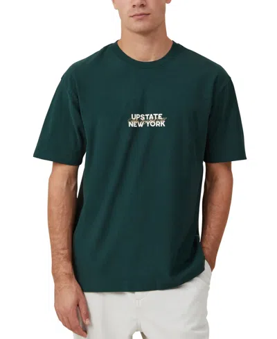Cotton On Men's Premium Loose Fit Art T-shirt In Pine Needle Green,upstate New York Scrip