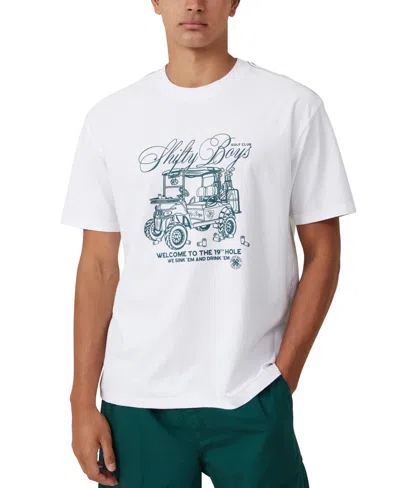 Cotton On Men's Premium Loose Fit Art T-shirt In White,sb Golf Cart