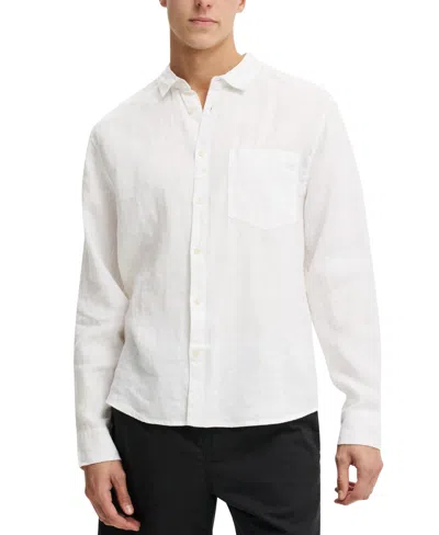 Cotton On Men's Relaxed Linen Long-sleeve Shirt In White