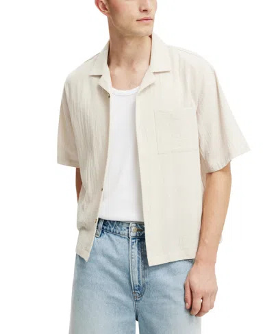 Cotton On Men's Riviera Box Fit Short Sleeve Shirt In Light Taupe