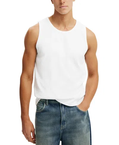 Cotton On Men's Sleeveless Ribbed Tank Undershirt In White