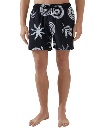 Cotton On Men's Stretch Swim Short In Black Paradiso Print