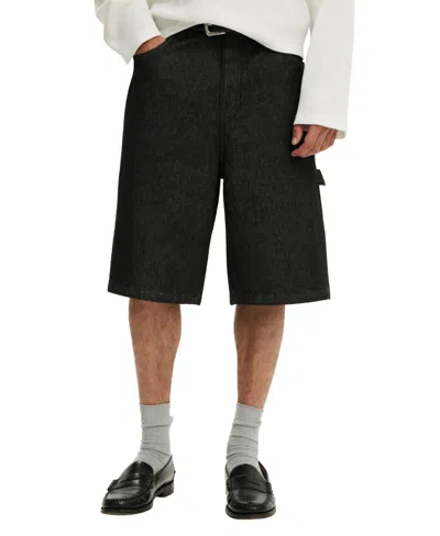 Cotton On Men's Super Baggy Denim Shorts, 13" Inseam In Carpenter Shutter Black