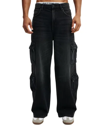 Cotton On Men's Super Baggy Jean In Cargo Tomb Black