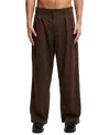 Cotton On Super Baggy Pleated Pant In Chocolate Pinstripe