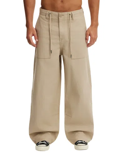 Cotton On Men's Super Baggy Utility Wide-leg Cotton-slub Pants In Stone