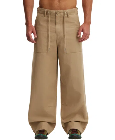 Cotton On Men's Super Baggy Utility Wide-leg Elastic-waist Casual Pants In Tan