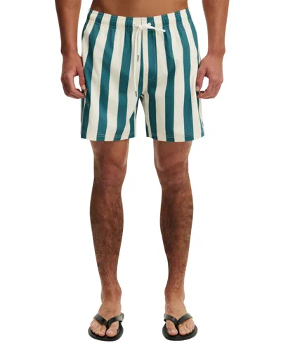Cotton On Men's Swim Strech Pull-on Shorts In Teal Mid Stripe