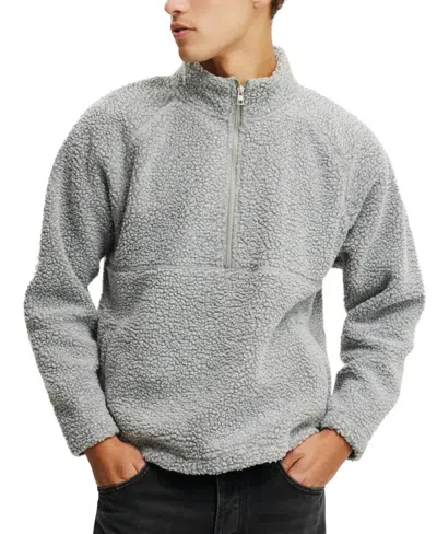 Cotton On Men's Teddy 1/2 Zip Fleece Sweatshirt In Grey Marle