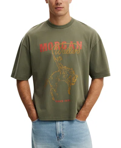 Cotton On Men's Timeless Music Cropped Regular-fit T-shirt In Green