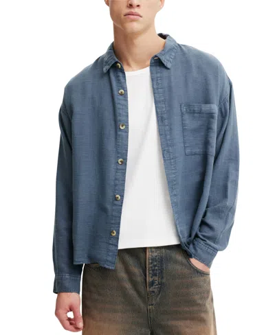 Cotton On Men's Washed Long-sleeve Shirt In Blue