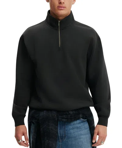 Cotton On Men's Zip Fleece Sweatshirt In Black