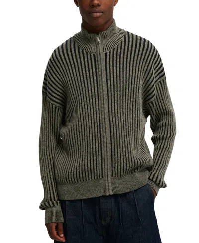 Cotton On Men's Zip Through Knit Sweater In Black