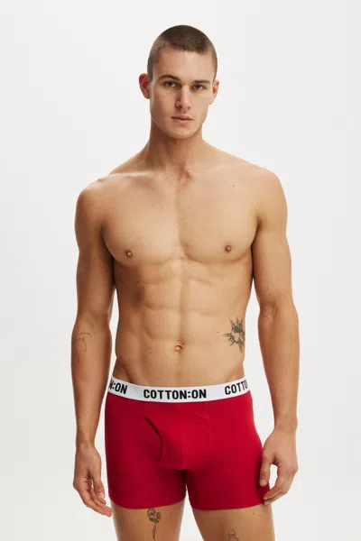 Cotton On Mens Organic Cotton Trunks In Tomato Red/white/black