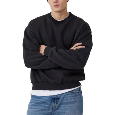 Cotton On Mens Solid Fleece Crewneck Sweater In Black