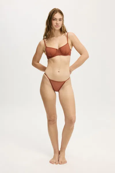 Cotton On Mesh Tanga Cheeky Brief In Brown