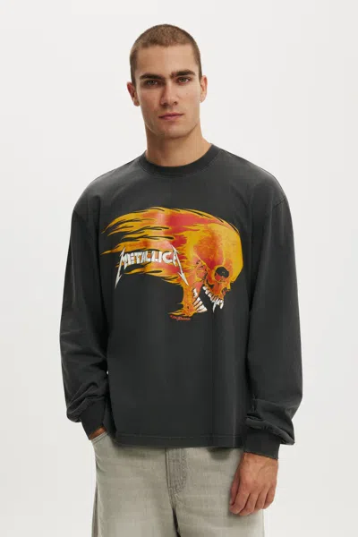Cotton On Metallica Music Everyday Fit Ls T-shirt In Lcn Pro Faded Slate/metallica-tour 94