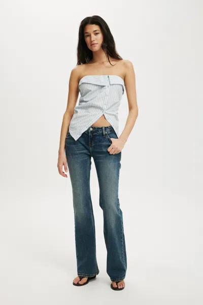 Cotton On Mia Strapless Shirt In Blue