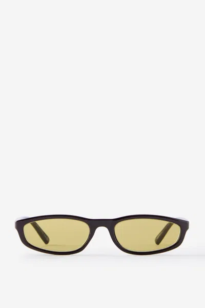 Cotton On Micah Slim Line Sunglasses In Brown/green