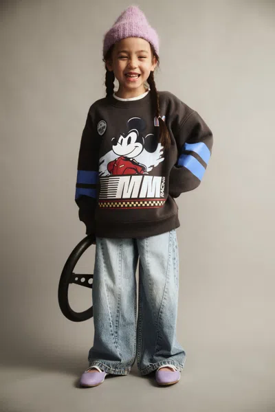 Cotton On Kids' Mickey & Minnie Disney Oversized Crew In Black