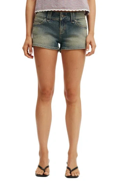 Cotton On Micro Low Denim Short In Blue