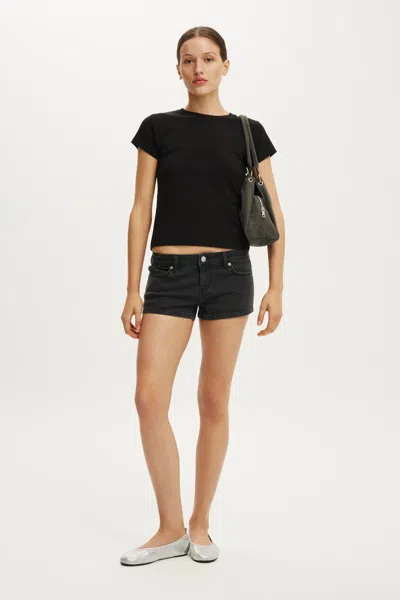 Cotton On Micro Low Denim Short In Leo Black