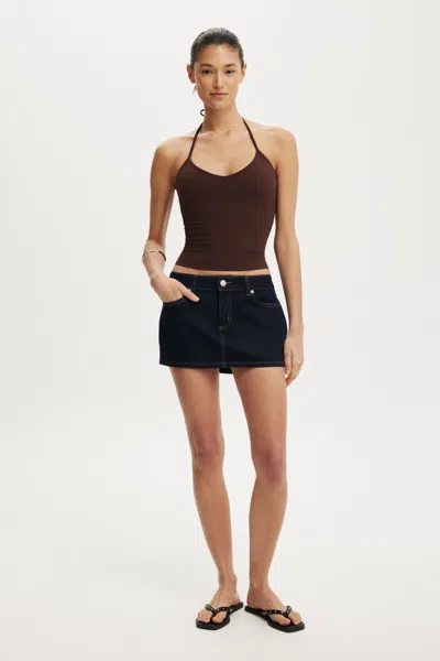 Cotton On Micro Low Denim Skirt In Brown