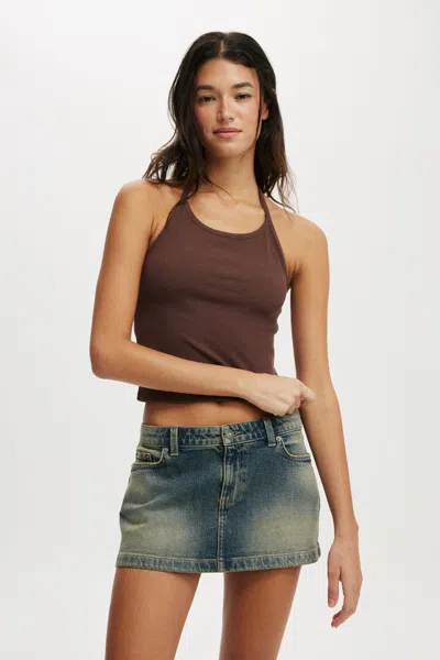 Cotton On Micro Low Denim Skirt In Blue