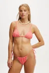 Cotton On Micro Slider Triangle Bikini Top In Shell Pink Terry Jacquard