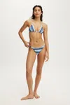 Cotton On Micro String Thong Bikini Bottom In Boho Stripes Blue Shimmer