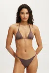 Cotton On Micro String Triangle Bikini Top In Brown