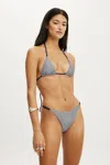 Cotton On Micro String Triangle Bikini Top In Navy Rib Stripe