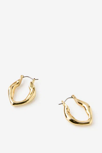 Cotton On Mid Hoop Earring In Up Gold Wavy Molten
