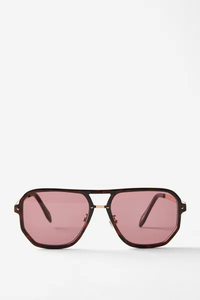 Cotton On Mikayla Aviator Sunglasses In Deep Tort/red