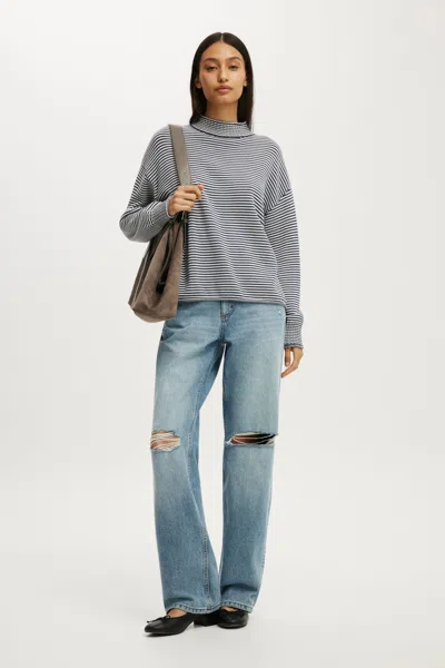 Cotton On Mila Mock Neck Sweater In Blue
