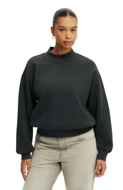 Cotton On Mock Neck Sweatshirt In Black