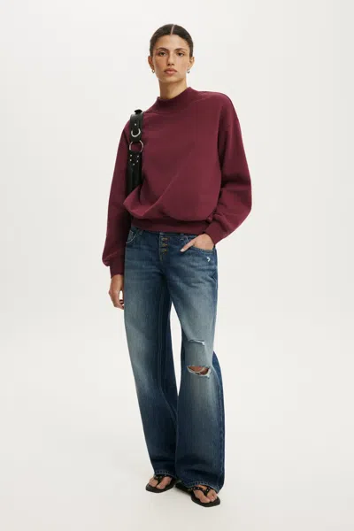 Cotton On Mock Neck Sweatshirt In Sour Cherry
