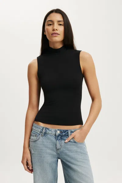 Cotton On Mock Neck Tank In Black