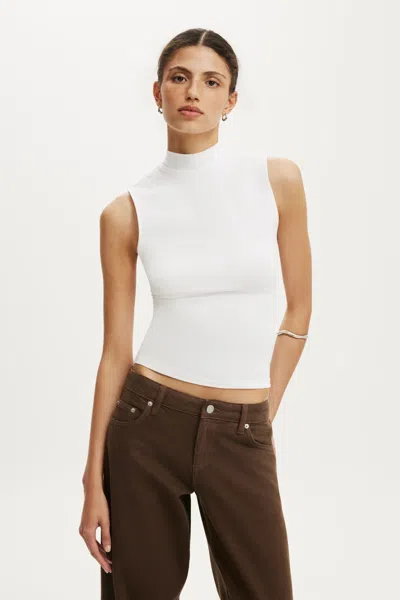 Cotton On Mock Neck Tank In White