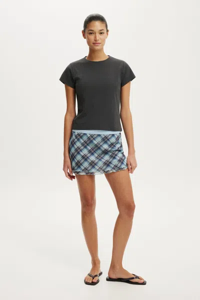 Cotton On Molly Mini Skirt In Mila Asym Check Cosmic Star