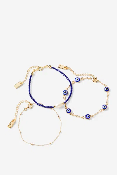 Cotton On Multipack Beaded Bracelet In Up Gold Evil Eye